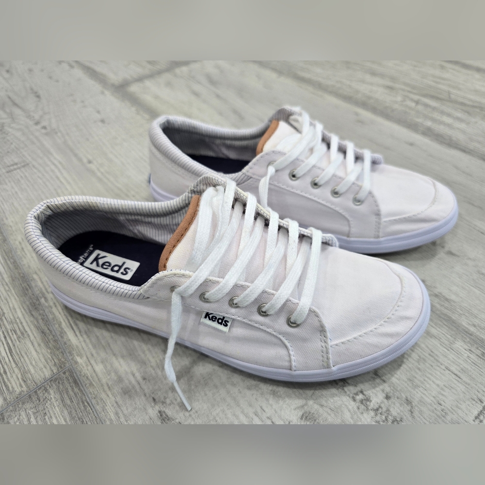 Keds Women’s White Canvas Sneakers – SoftFoam Insoles Keds White Canvas Sneakers